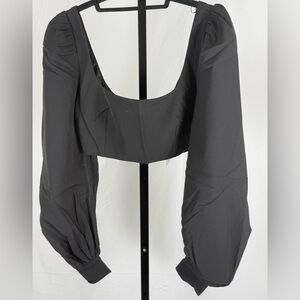 Naked Wardrobe Crop Top Black Long Sleeve Corset Bustier Size S